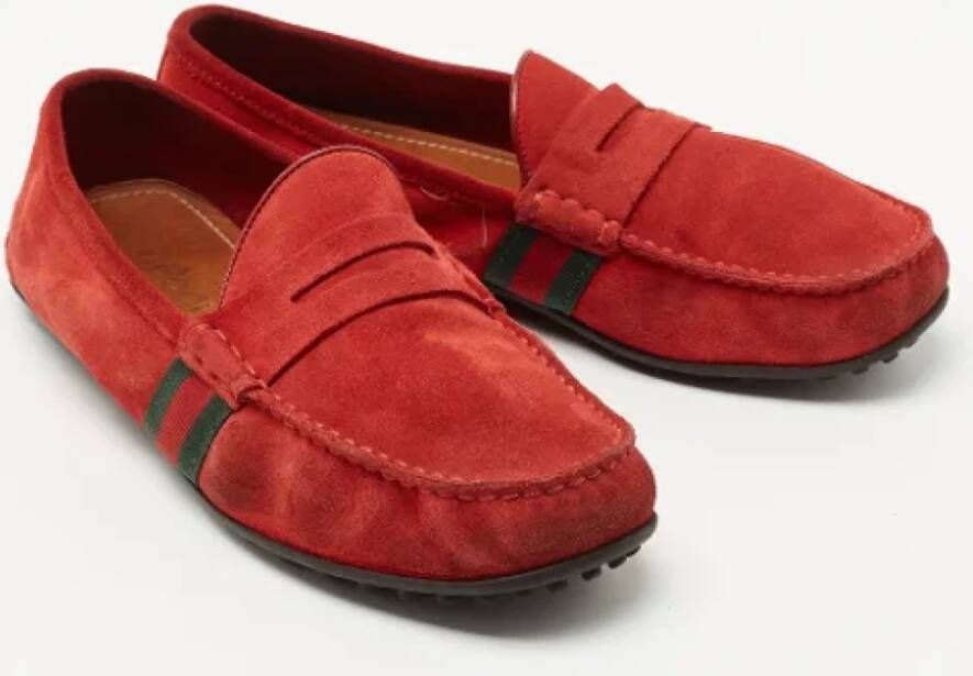Gucci Vintage Pre-owned Suede flats Red Dames