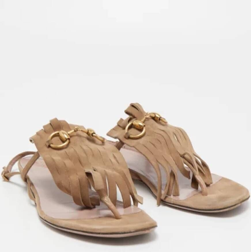 Gucci Vintage Pre-owned Suede sandals Beige Dames