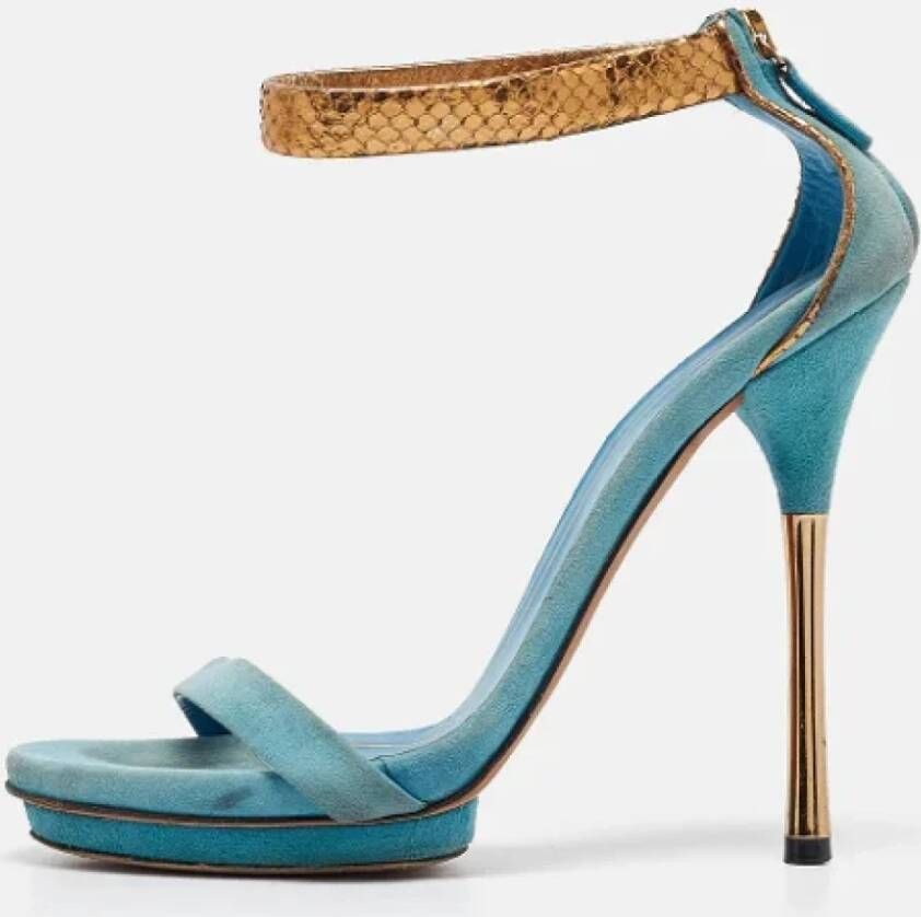 Gucci Vintage Pre-owned Suede sandals Blue Dames