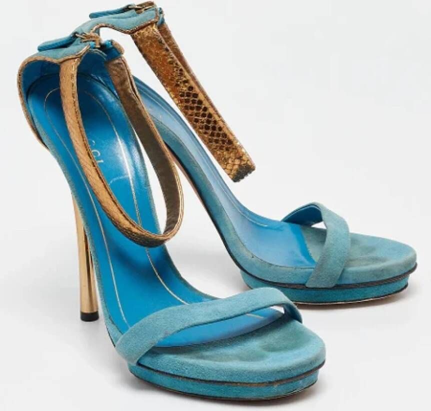 Gucci Vintage Pre-owned Suede sandals Blue Dames