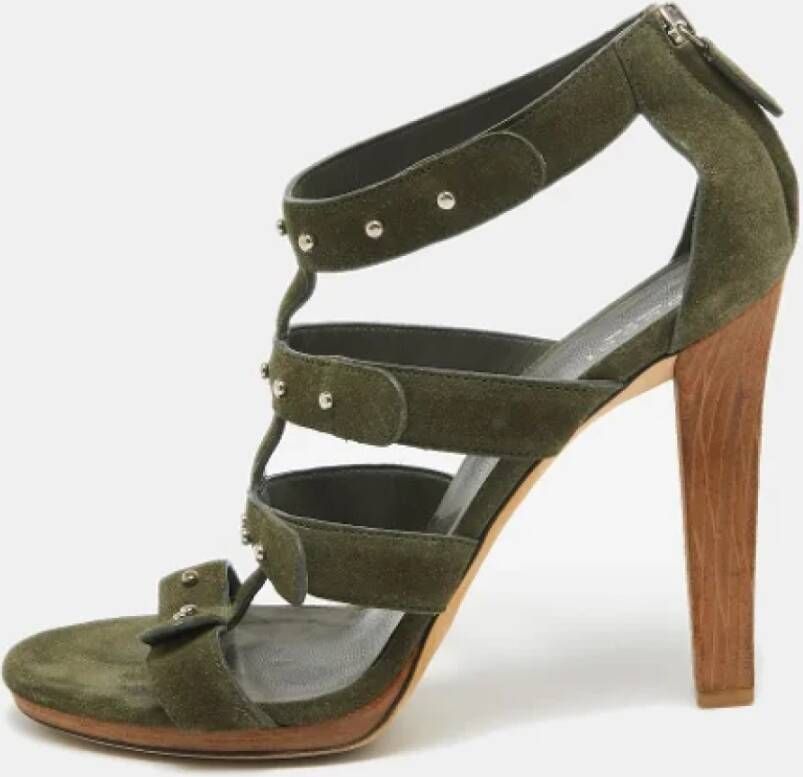 Gucci Vintage Pre-owned Suede sandals Green Dames