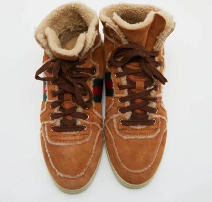 Gucci Vintage Pre-owned Suede sneakers Brown Dames