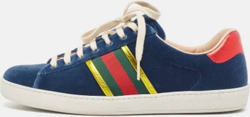 Gucci Vintage Pre-owned Velvet sneakers Blue Dames