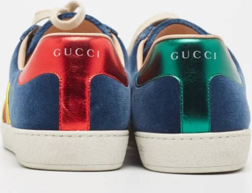 Gucci Vintage Pre-owned Velvet sneakers Blue Dames