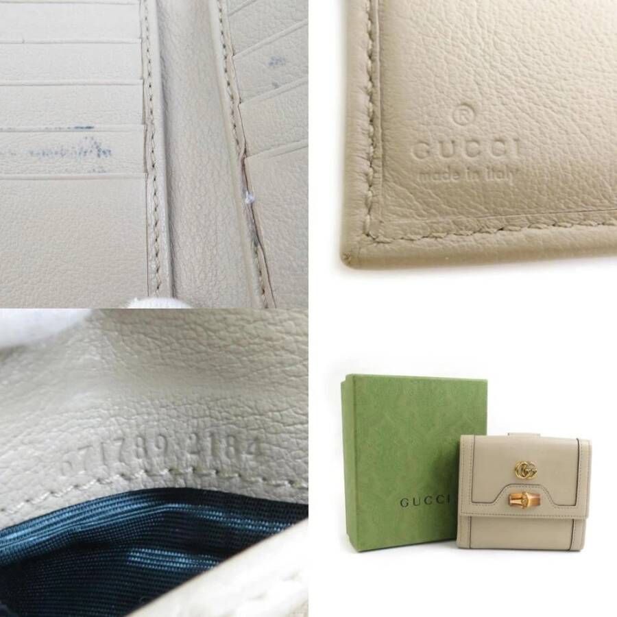 Gucci Vintage Tweedehands Gucci Bamboo 1947 Portemonnee Beige Leer