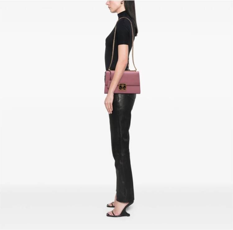 Gucci Vintage Tweedehands leren handtas met kettingriem en slotsluiting