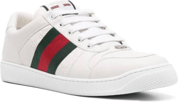 Gucci Witte leren sneakers met logo details White Heren
