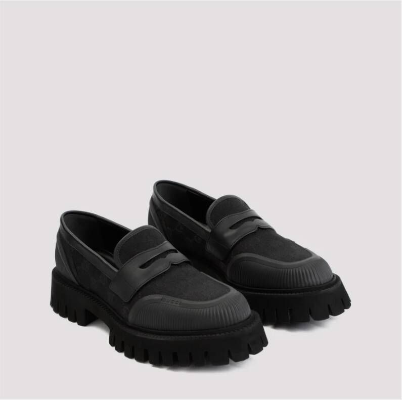 Gucci Zwarte katoenen loafers Ss24 Black Heren
