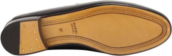 Gucci Zwarte Leren Loafer met Tricolor Detail Black Dames