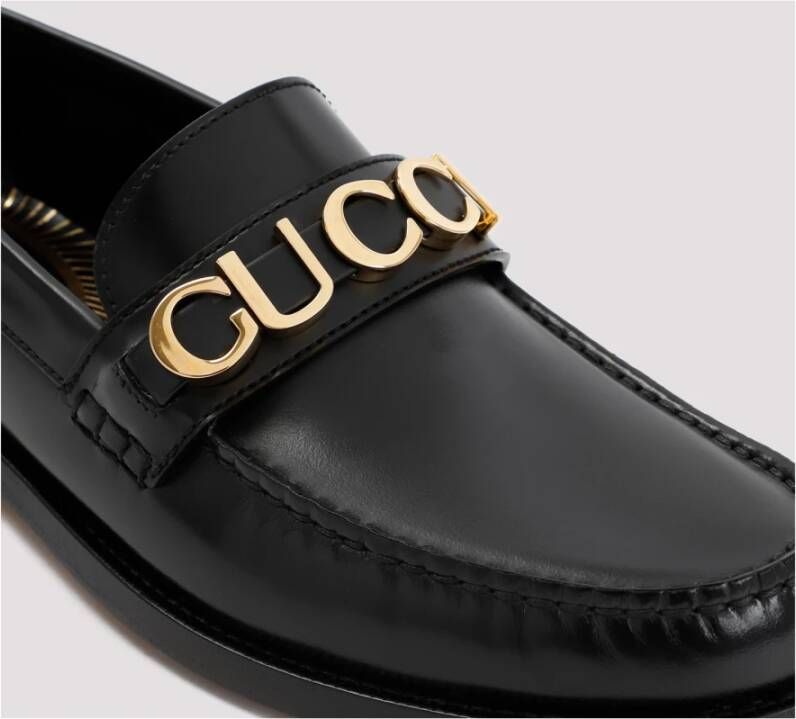 Gucci Zwarte leren loafers Black Heren