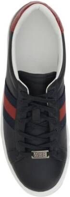 Gucci Zwarte Leren Logo Sneakers met Platte Zool