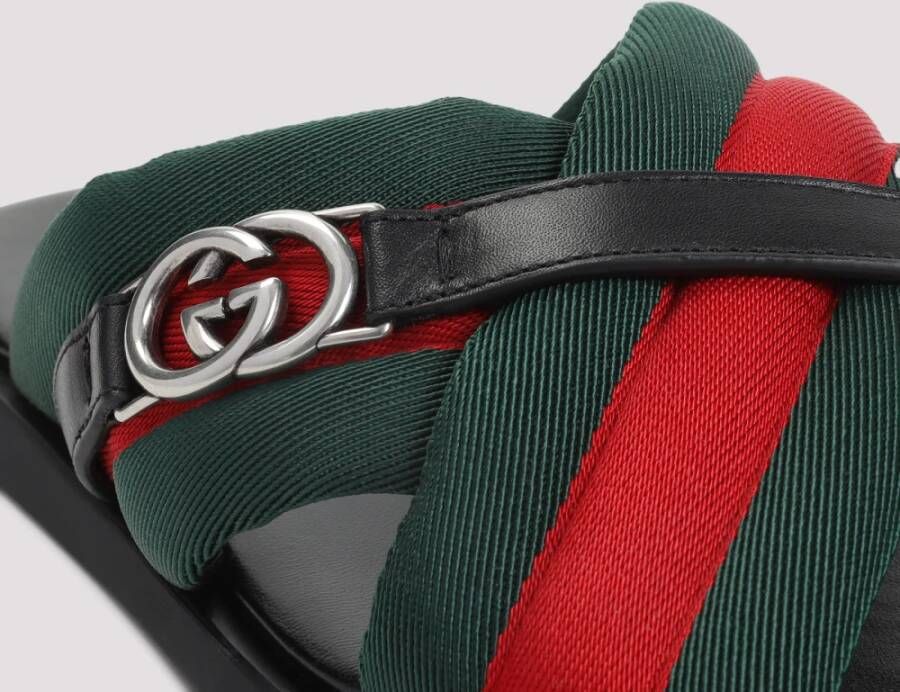 Gucci Zwarte Polyamide Web Canvas Sandalen
