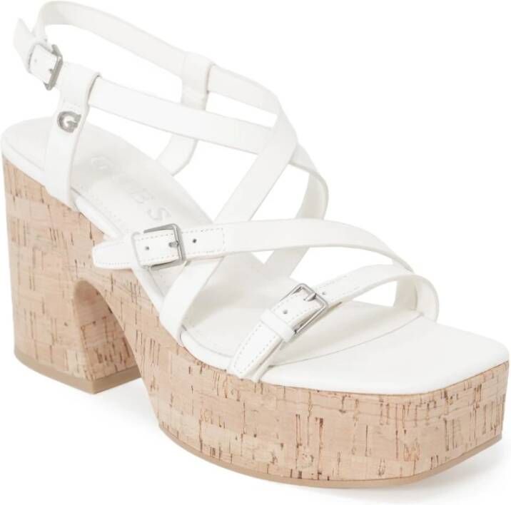 Guess Beige Plateau Sandalen met Blokhak Beige Dames