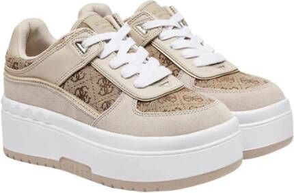 Guess Beige Sneakers met Elegante Details Beige Dames
