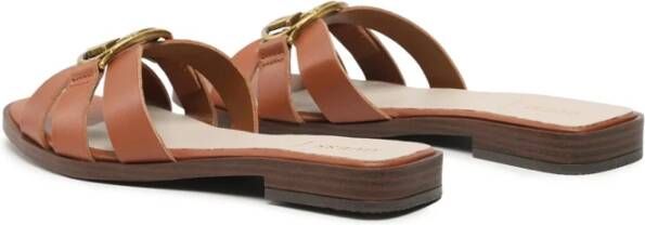 Guess Bruin Leren Sandalen Slip-on Stijl Brown Dames