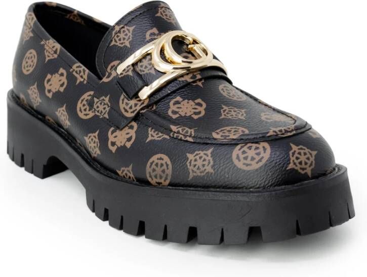 Guess Bruine Bedrukte Instappers Brown Dames