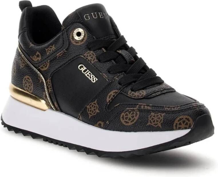 Guess Dames Kaddy Sneaker in Bruin Multilogo Eco Leer Bruin Dames