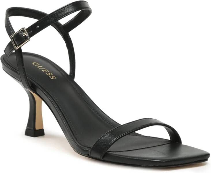 Guess Dames sandalen van leer met gespsluiting en blokhak Zwart Dames