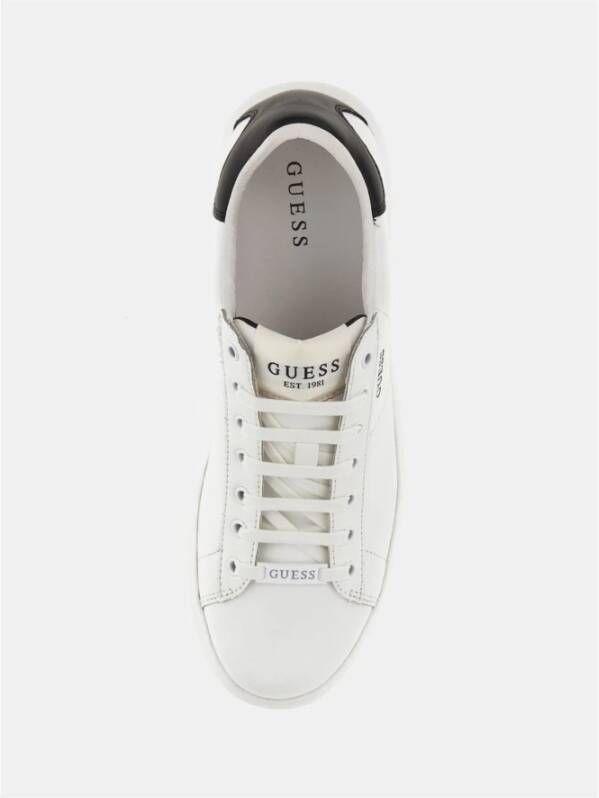 Guess Gemengd Leren Vibo Sneakers Jeans Wit Heren