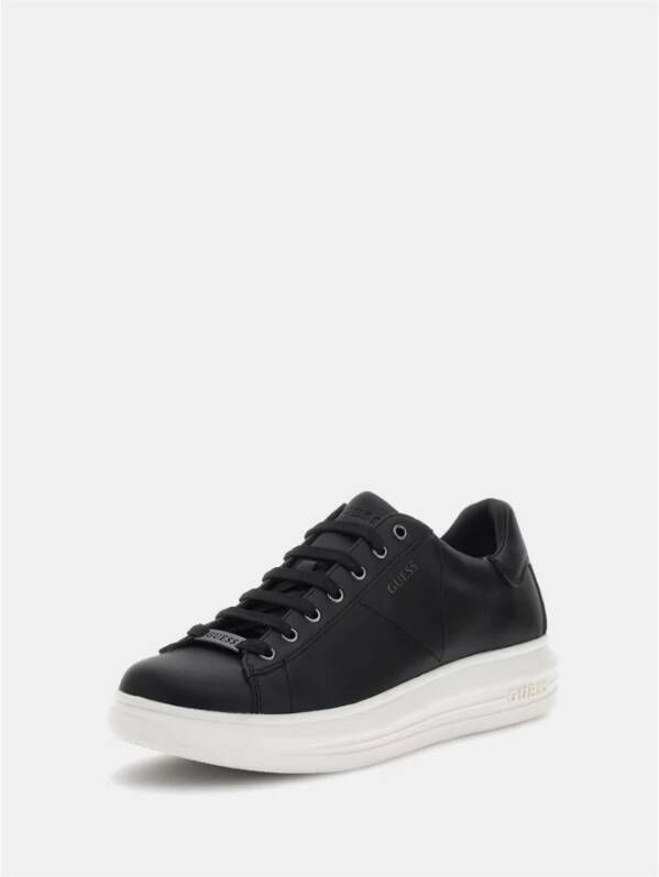 Guess Lage Top Leren Sneakers Zwart Heren