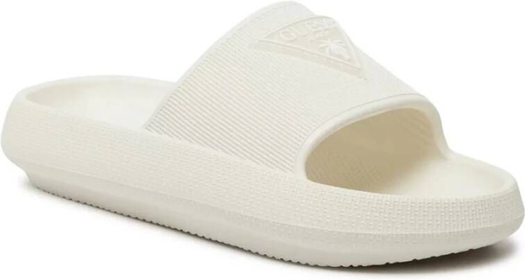 Guess Logo Triangle Mules Monobloc White Dames