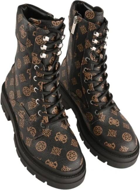 Guess Monogram Enkellaarzen Polyurethaan Brown Dames