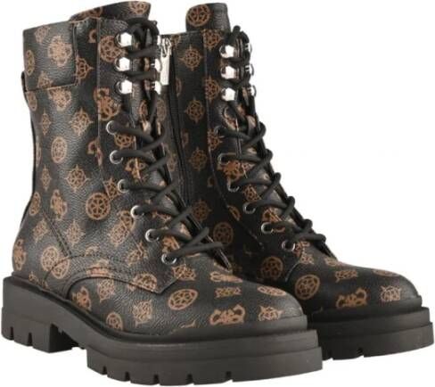 Guess Monogram Enkellaarzen Polyurethaan Brown Dames