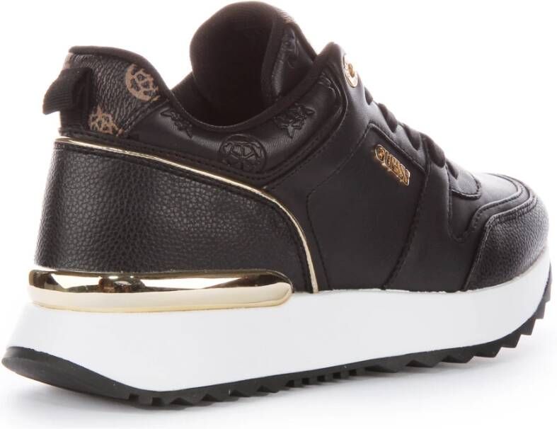 Guess Peony Logo Zwart Goud Sneakers Vrouwen Black Dames