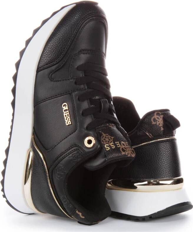 Guess Peony Logo Zwart Goud Sneakers Vrouwen Black Dames