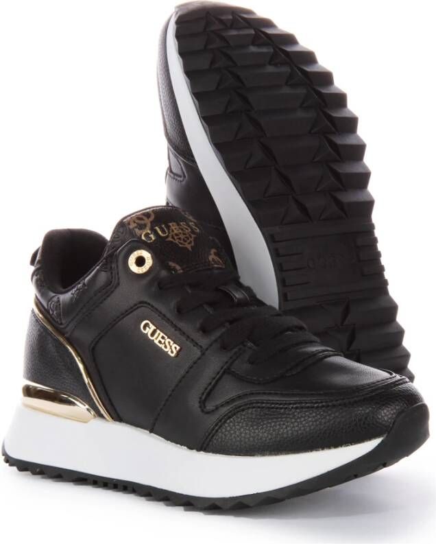 Guess Peony Logo Zwart Goud Sneakers Vrouwen Black Dames