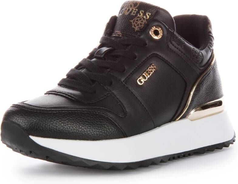 Guess Peony Logo Zwart Goud Sneakers Vrouwen Black Dames