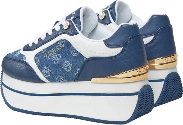 Guess Platform Sneakers met Marineblauw Logo Print Multicolor Dames