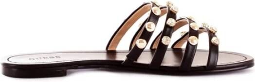 Guess Platte sandalen met open teen strepen en studs Zwart Dames