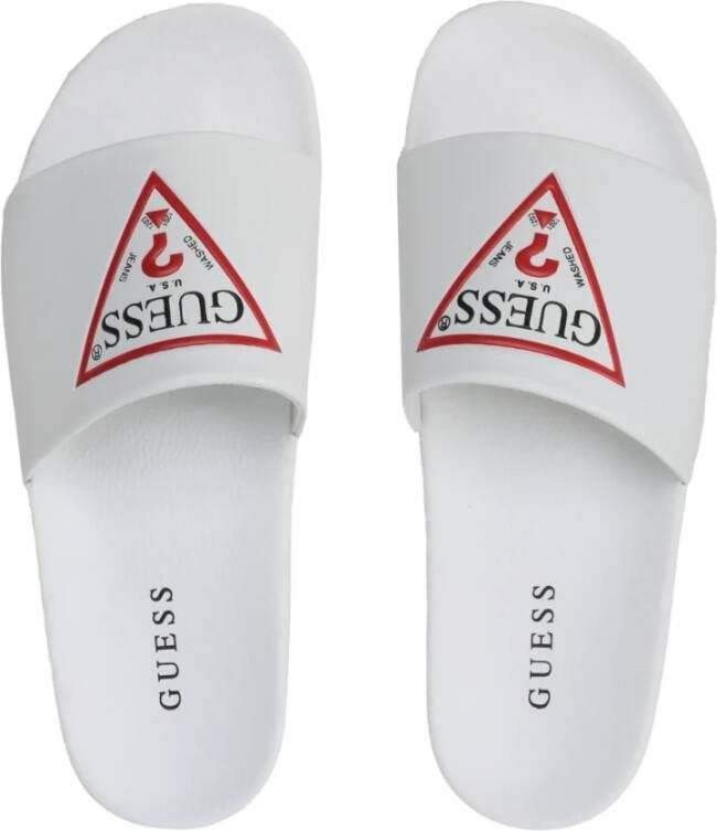 Guess Iconische Logo Sliders Platte Schoenen Wit Heren