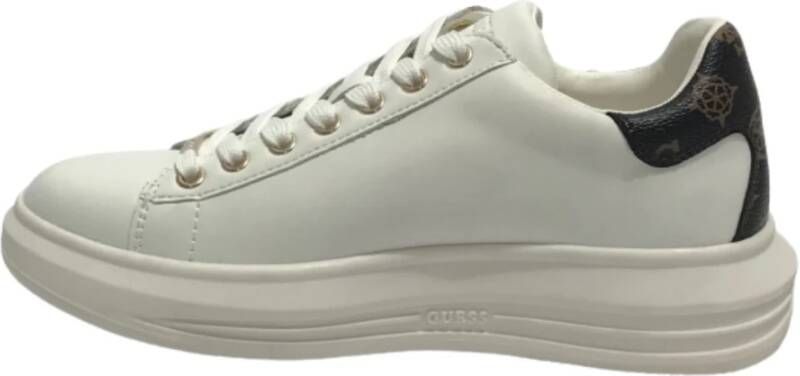 Guess Witte Bruine Leren Vibo Sneaker Wit Dames