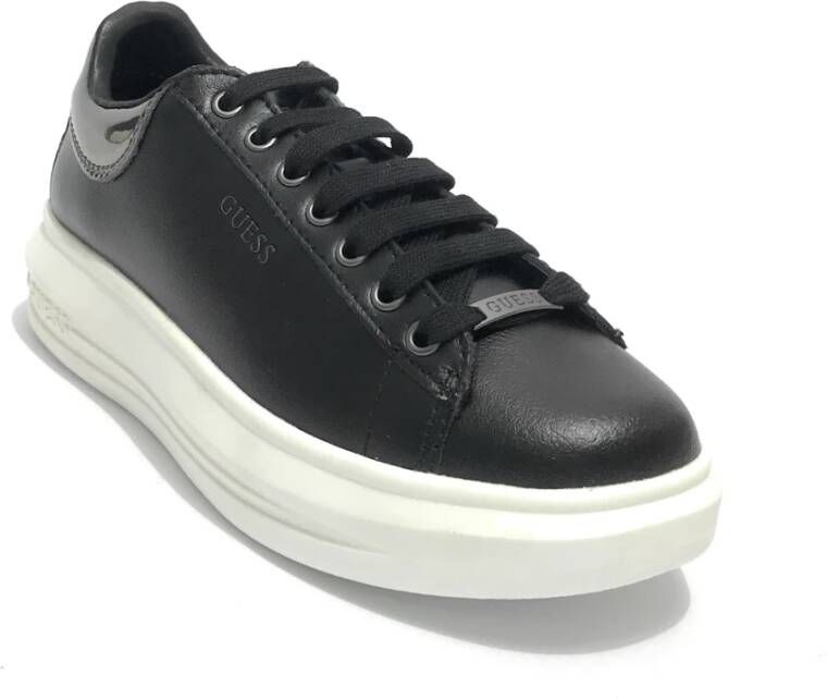 Guess Zwarte leren Vibo Sneaker Zwart Dames