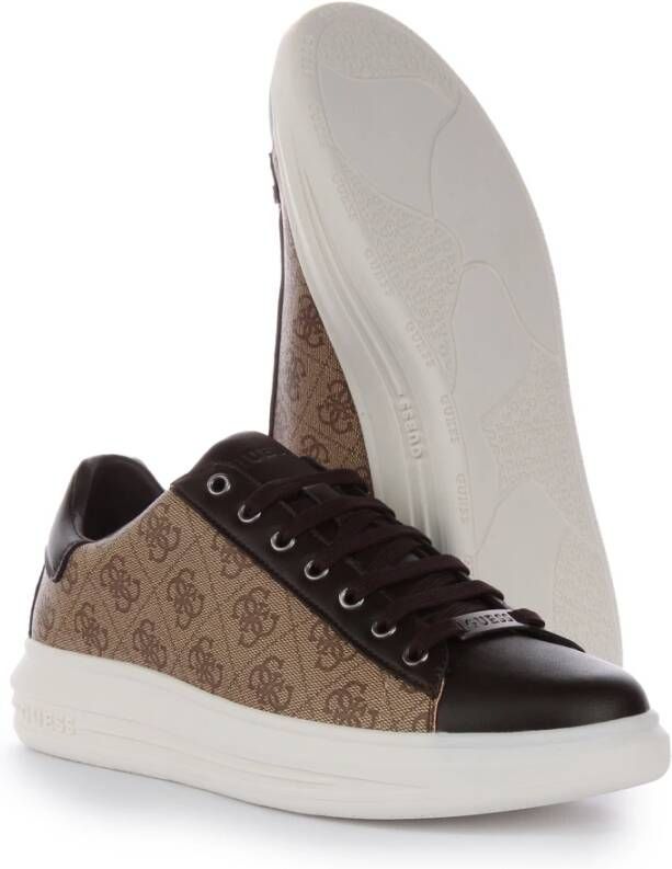 Guess Stijlvolle Beige Bruine Sneakers voor Mannen Brown Heren