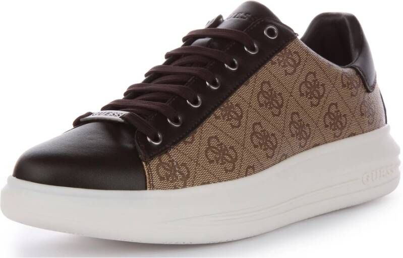 Guess Stijlvolle Beige Bruine Sneakers voor Mannen Brown Heren
