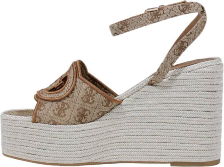Guess Strik Gesp Blokhak Sandalen Beige Dames