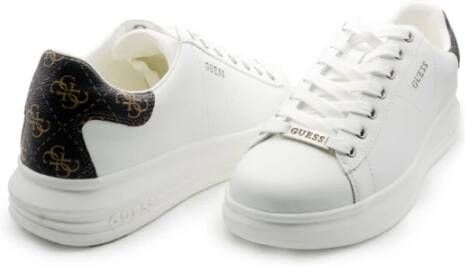 Guess Witte en bruine leren sneakers White Heren