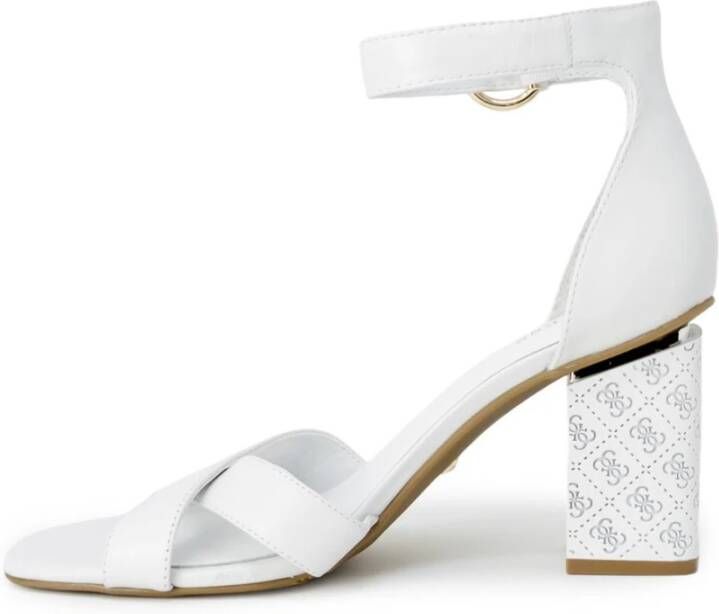 Guess Witte leren sandalen met blokhak White Dames