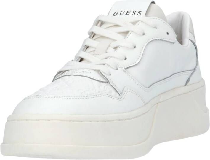 Guess Witte Leren Sneaker met 4 cm Rubberen Zool Wit Heren