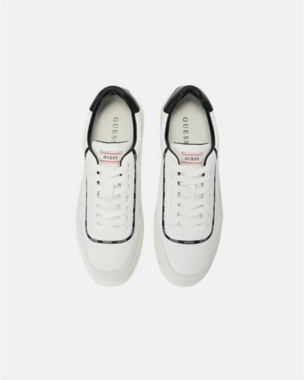 Guess Witte Sneakers Plateau Leer Veters
