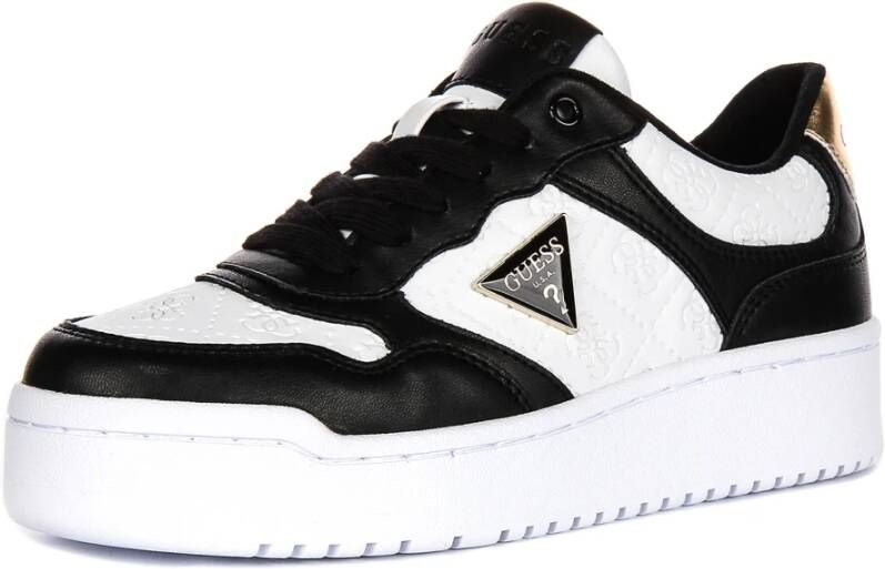 Guess Zwart Wit Kunstleren Sneakers Vrouwen