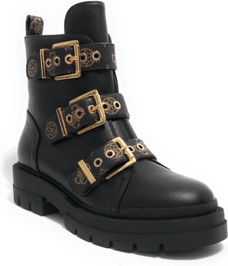 Guess Zwarte Eco-Leren Enkellaarsjes voor Dames Zwart Dames