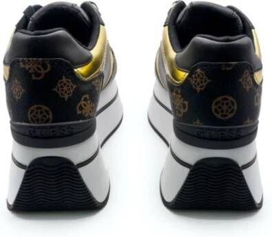 Guess Zwarte en bruine PU-schoenen voor dames met gouden details Zwart Dames
