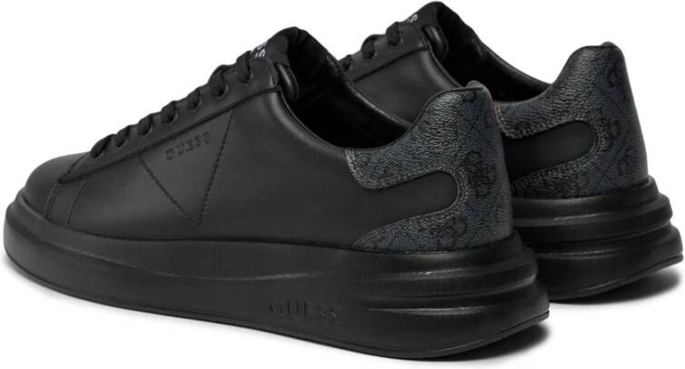 Guess Zwarte leren sneakers Elba model Black Dames