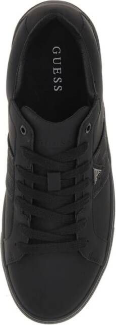 Guess Zwarte PU Leren Sneakers Metalen Logo