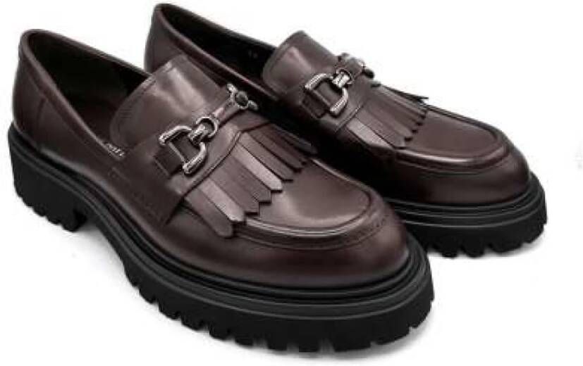 Guglielmo Rotta Bruine leren loafer met rubberen zool