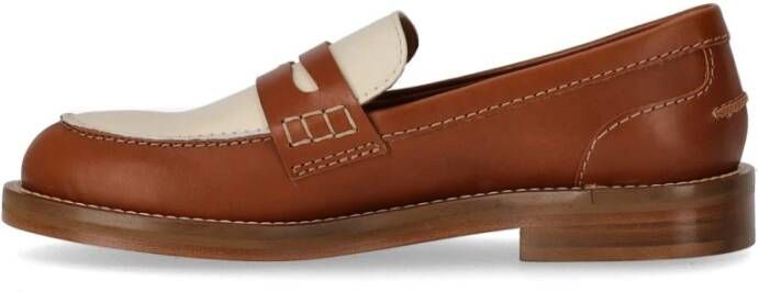 Guglielmo Rotta Tan lederen Pip Brown Loafer Brown Dames